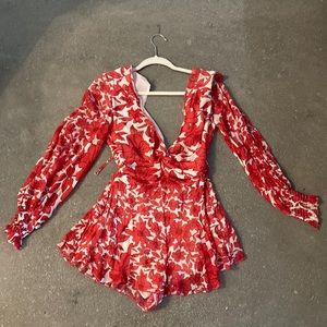 Reiss red and white flowered romper